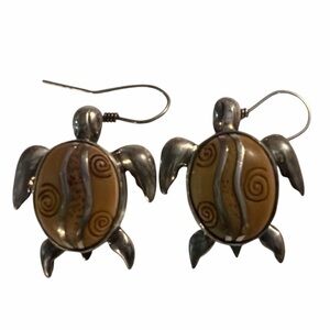Zealandia Mammoth Tusk Silver Sea Turtle Handmade Earrings